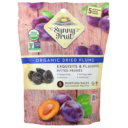 Sunny Fruit, Organic Dried Plums,  5 Portion Packs, 1.06 oz (30 g) Each