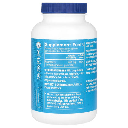 The Vitamin Shoppe, Magnesium Glycinate, 400 mg, 240 Vegetable Capsules (100 mg per Capsule)