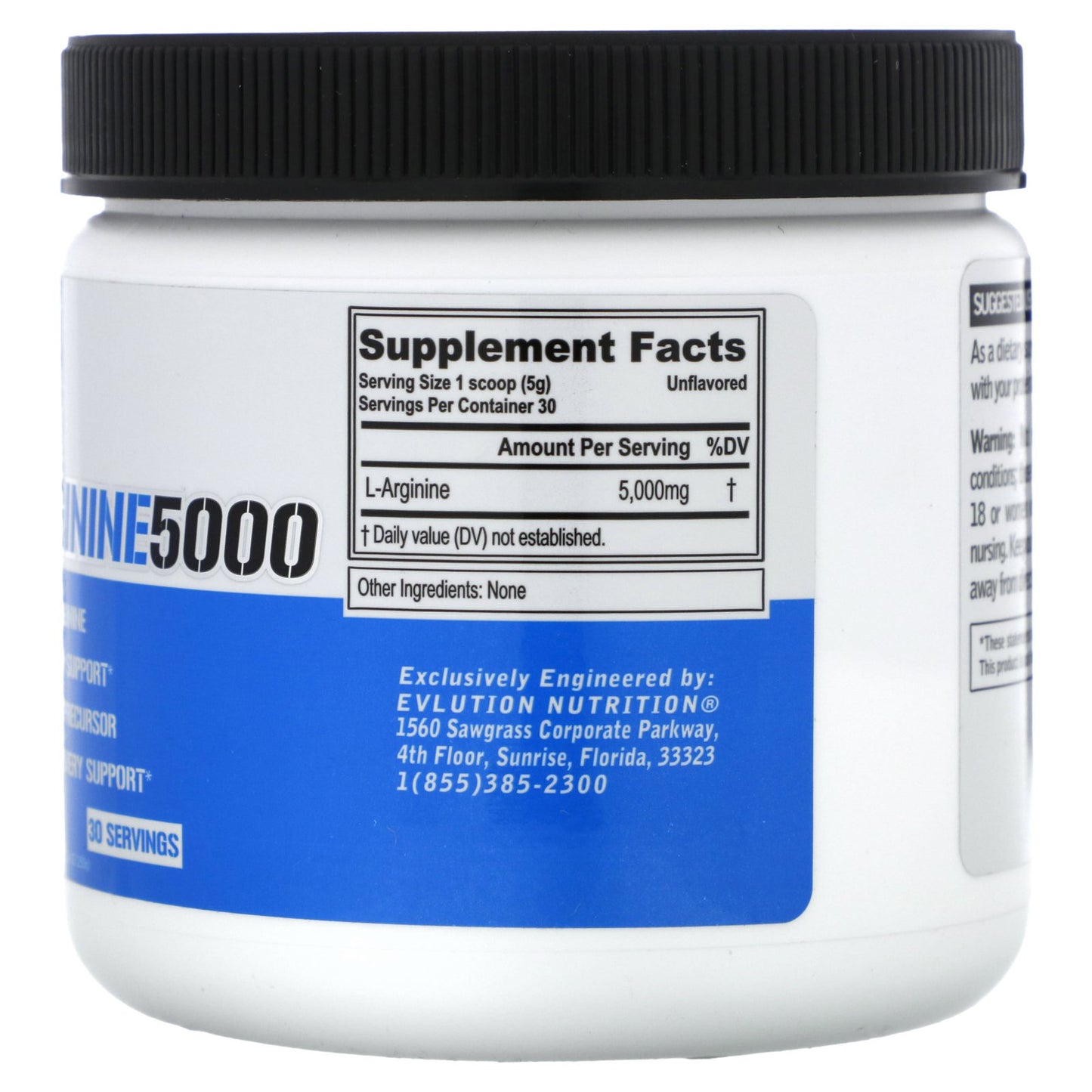 EVLution Nutrition, L-Arginine 5000, Unflavored, 5.3 oz (150 g)