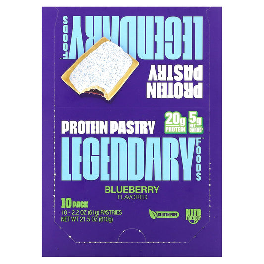 Legendary Foods, Protein Pastry, Blueberry, 10 Pack, 2.2 oz (61 g) Each