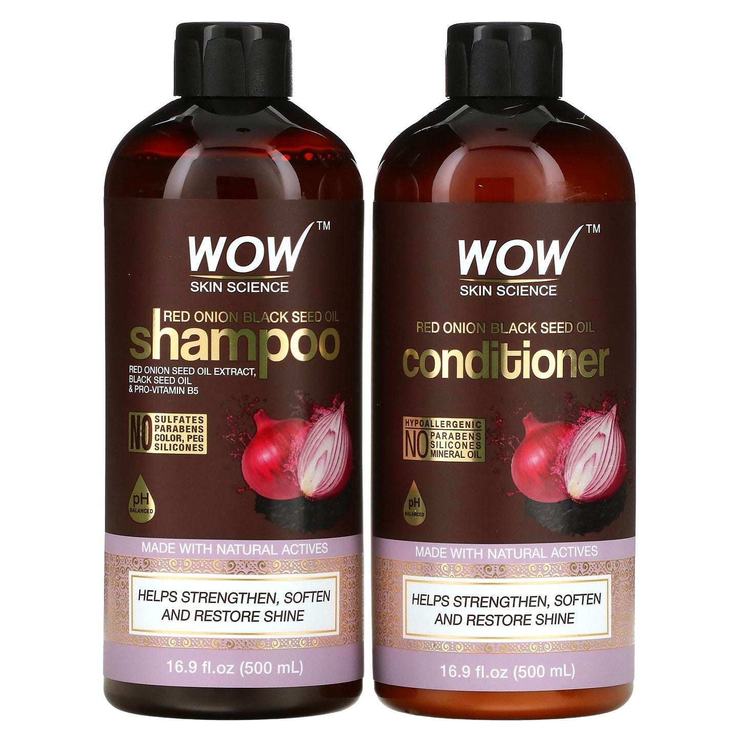 Wow Skin Science, Red Onion Black Seed Oil Shampoo +  Hair Conditioner, 2 Piece Kit