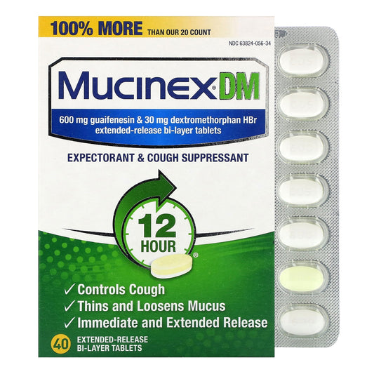 Mucinex, Mucinex DM, 40 Extended-Release Bi-Layer Tablets