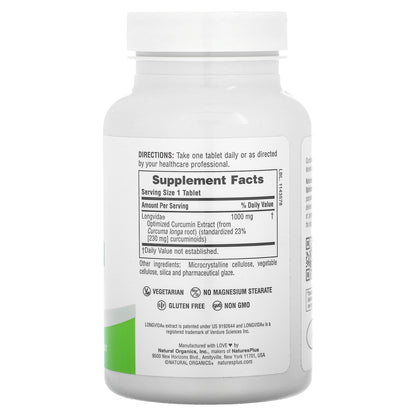 NaturesPlus, Pro Longvida Curcumin 1000, 1,000 mg, 60 Tablets