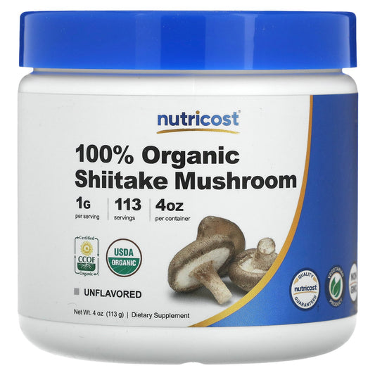 Nutricost, 100% Organic Shiitake Mushroom, Unflavored, 4 oz (113 g)