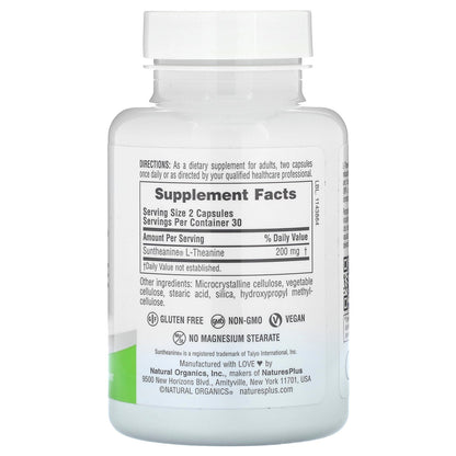 NaturesPlus, Pro, Suntheanine L-Theanine 200, 60 Capsules (100 mg per Capsule)