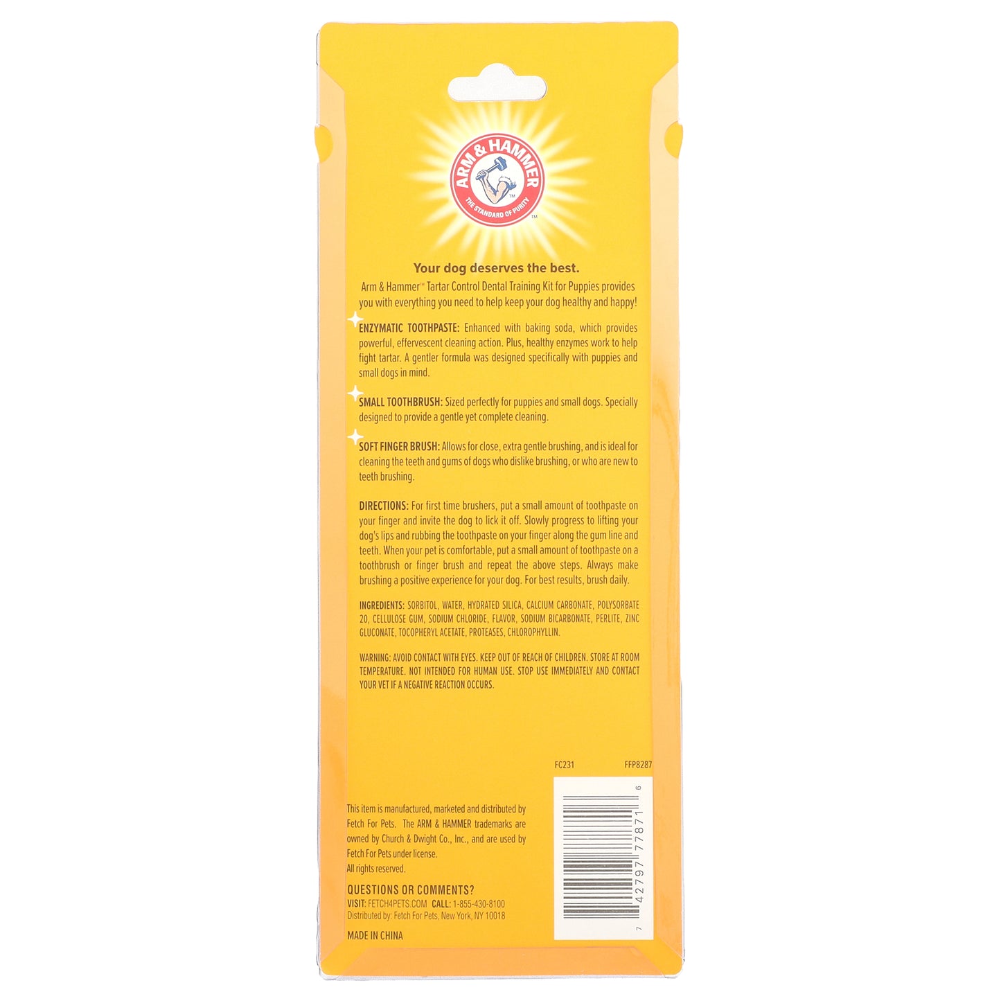 Arm & Hammer, Tartar Control, Dental Training Kit For Puppies, Vanilla Ginger, 4 Piece Kit