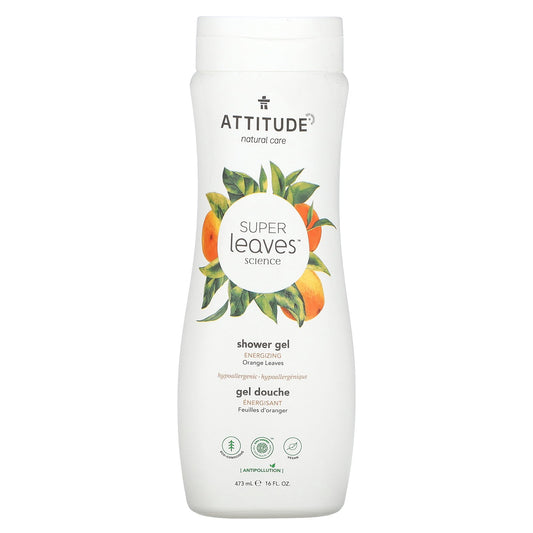 ATTITUDE, Super Leaves Science, Shower Gel, Energizing, Orange Leaves, 16 fl oz (473 ml)