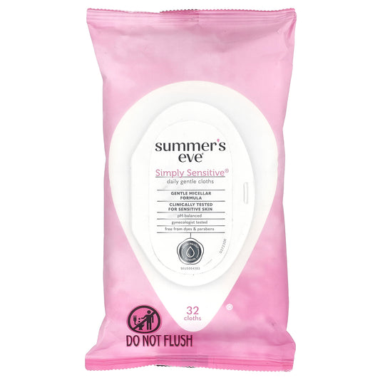 Summer's Eve, Simply Sensitive®, Daily Gentle Cloths , 32 Cloths