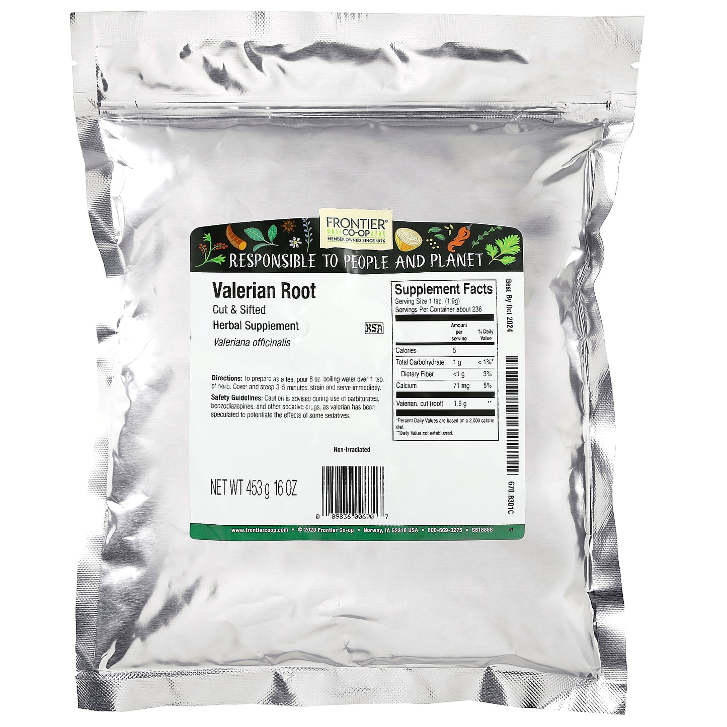 Frontier Co-op, Cut & Sifted Valerian Root, 16 oz (453 g)