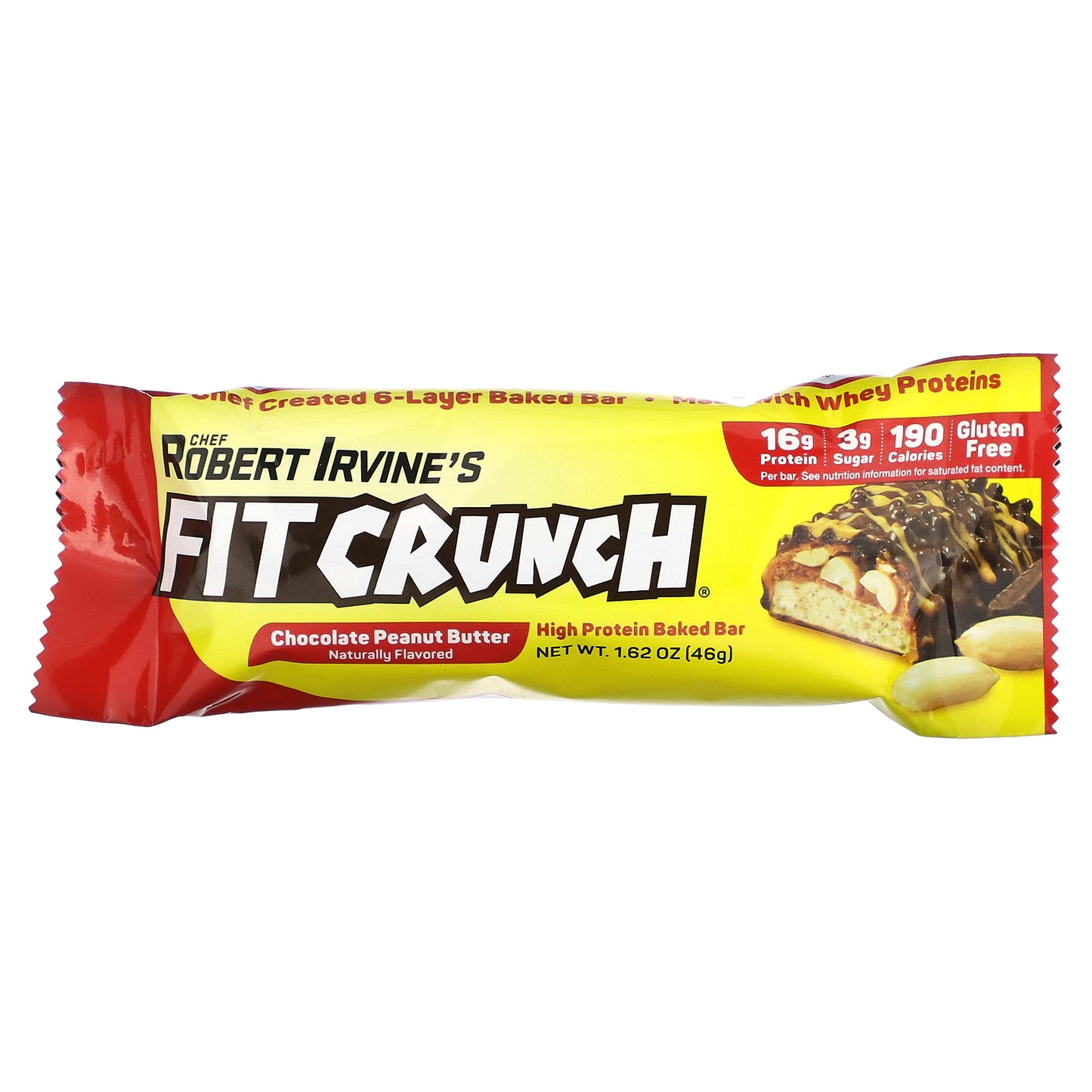 FITCRUNCH, High Protein Baked Bar, Chocolate Peanut Butter, 9 Bars, 1.62 oz (46 g) Each