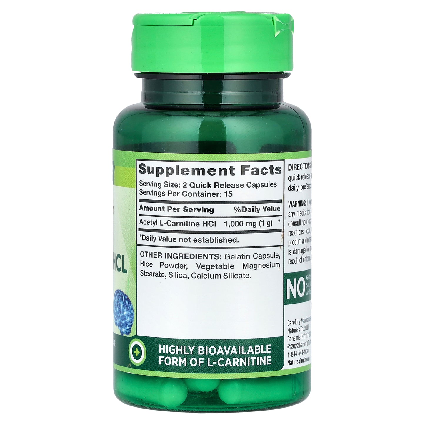 Nature's Truth, Acetyl L-Carnitine HCL, Super Strength, 30 Quick Release Capsules (500 mg per Capsule)