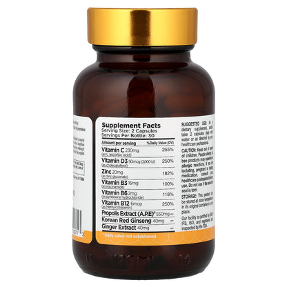 Bee & You, Multivitamin Propolis Capsules with Ginger and Ginseng, Ultra Potency, 60 Capsules