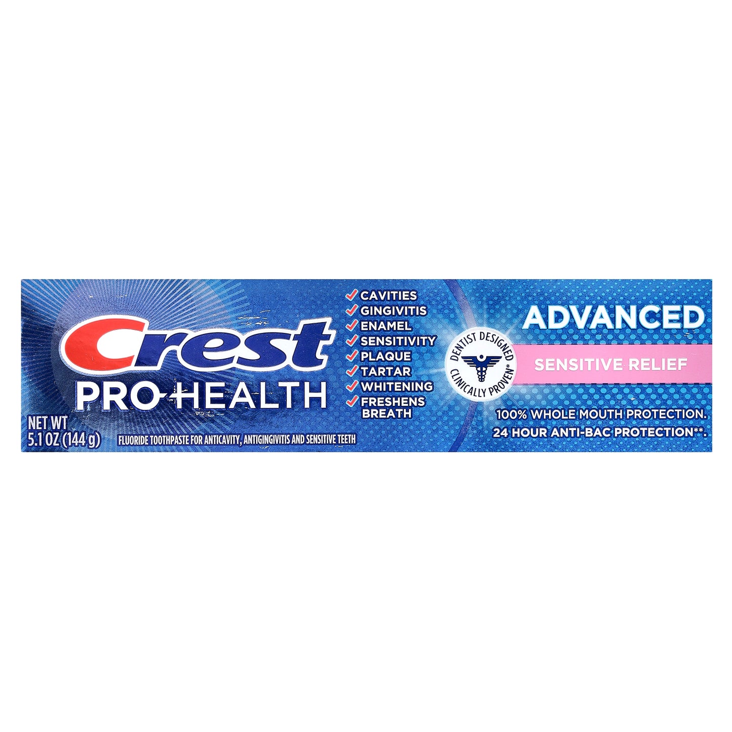 Crest, Pro-Health Advanced, Fluoride Toothpaste, Sensitive Relief, 5.1 oz (144 g)