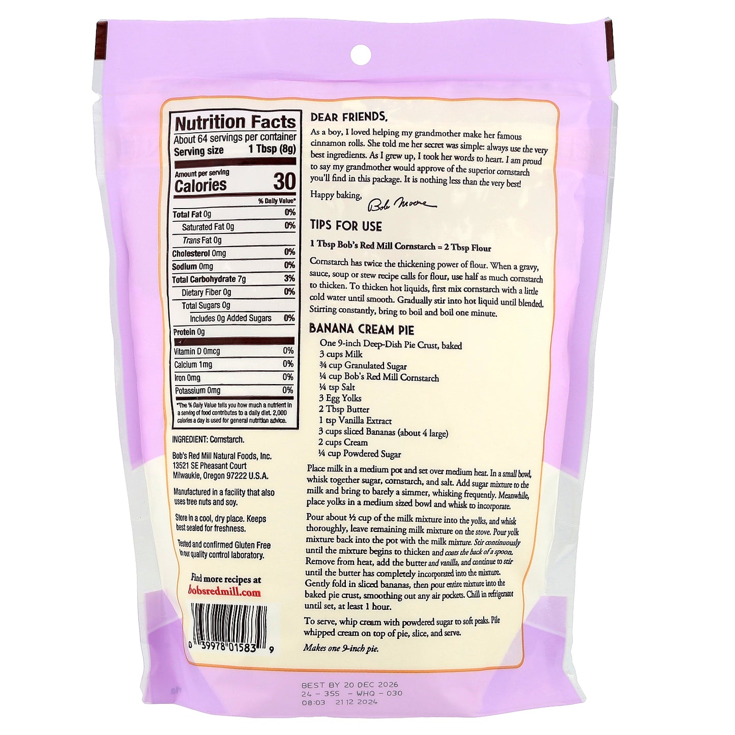 Bob's Red Mill, Cornstarch, 18 oz (510 g)