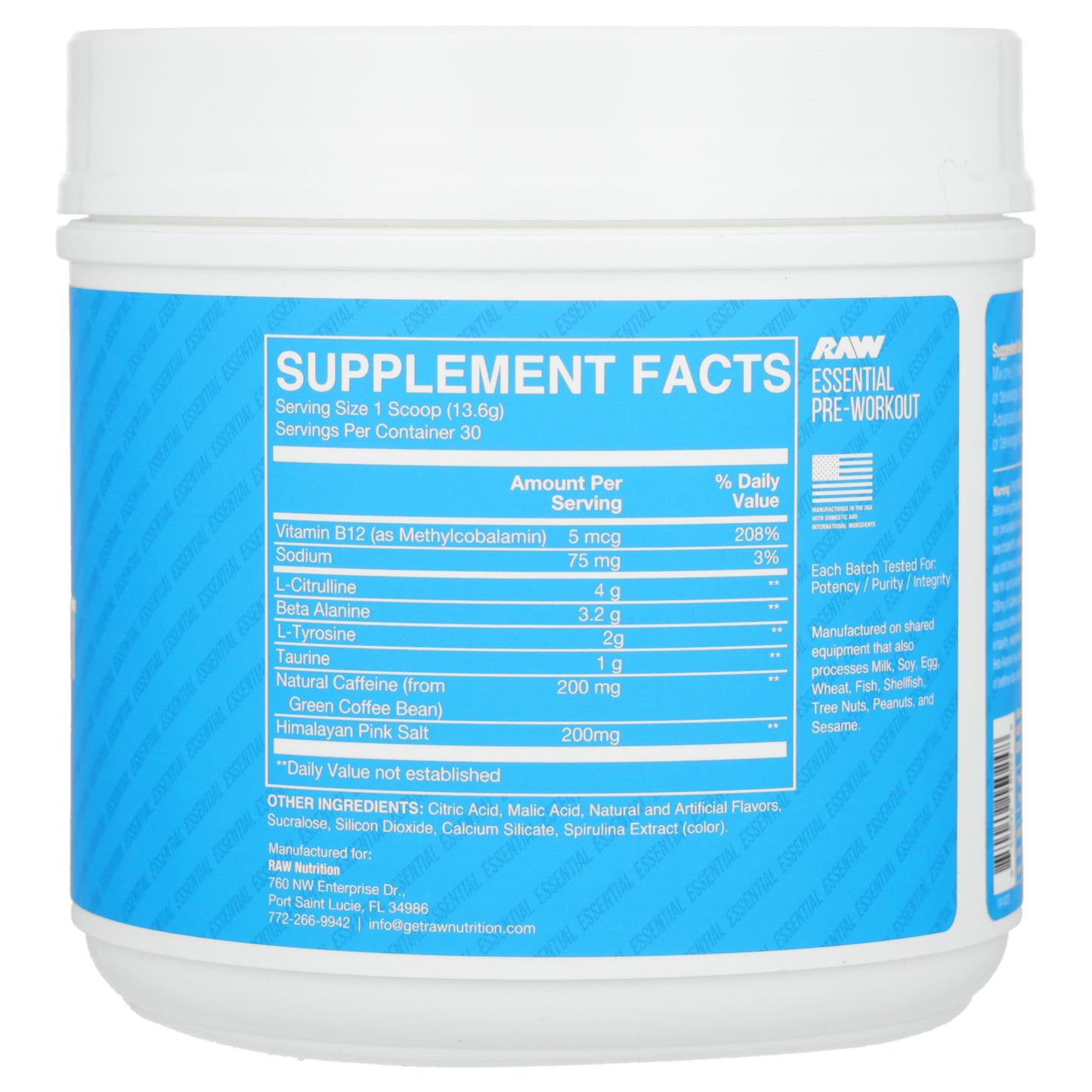 Raw Nutrition, Bum, Essential Pre-Workout, Blue Raspberry, 14.39 oz (408 g)