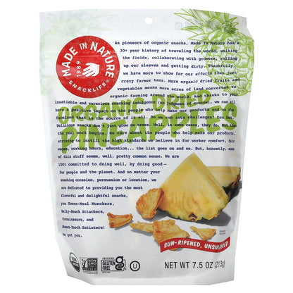 Made in Nature, Organic Dried Pineapples, Sun-Ripened, Unsulfured, 7.5 oz (213 g)