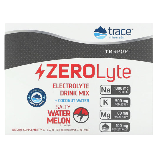 Trace, TM Sport, ZeroLyte, Electrolyte Drink Mix, Salty Watermelon, 30 Packets, 0.27 oz (7.3 g) Each