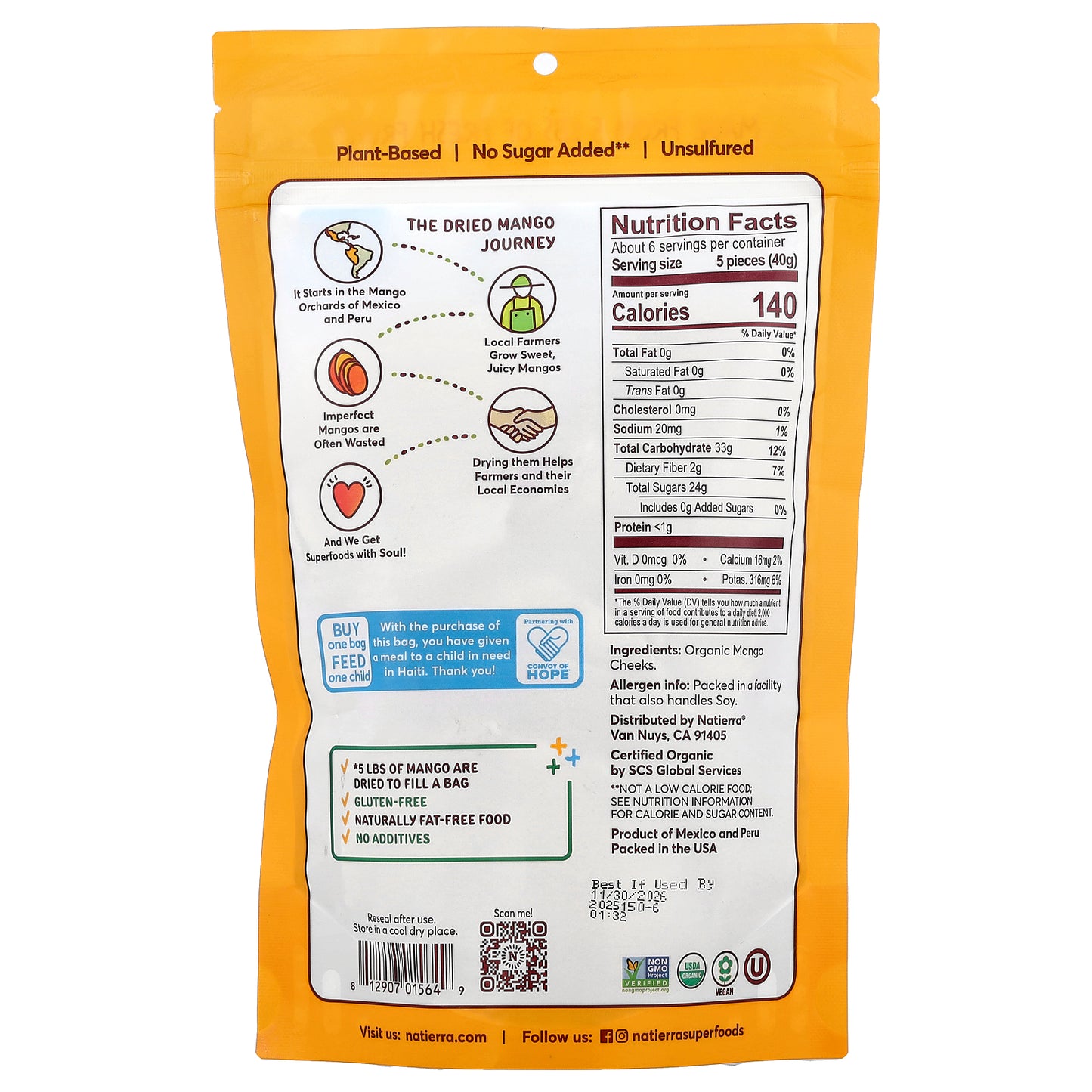 Natierra, Organic Dried Mango Cheeks, 8 oz (227 g)