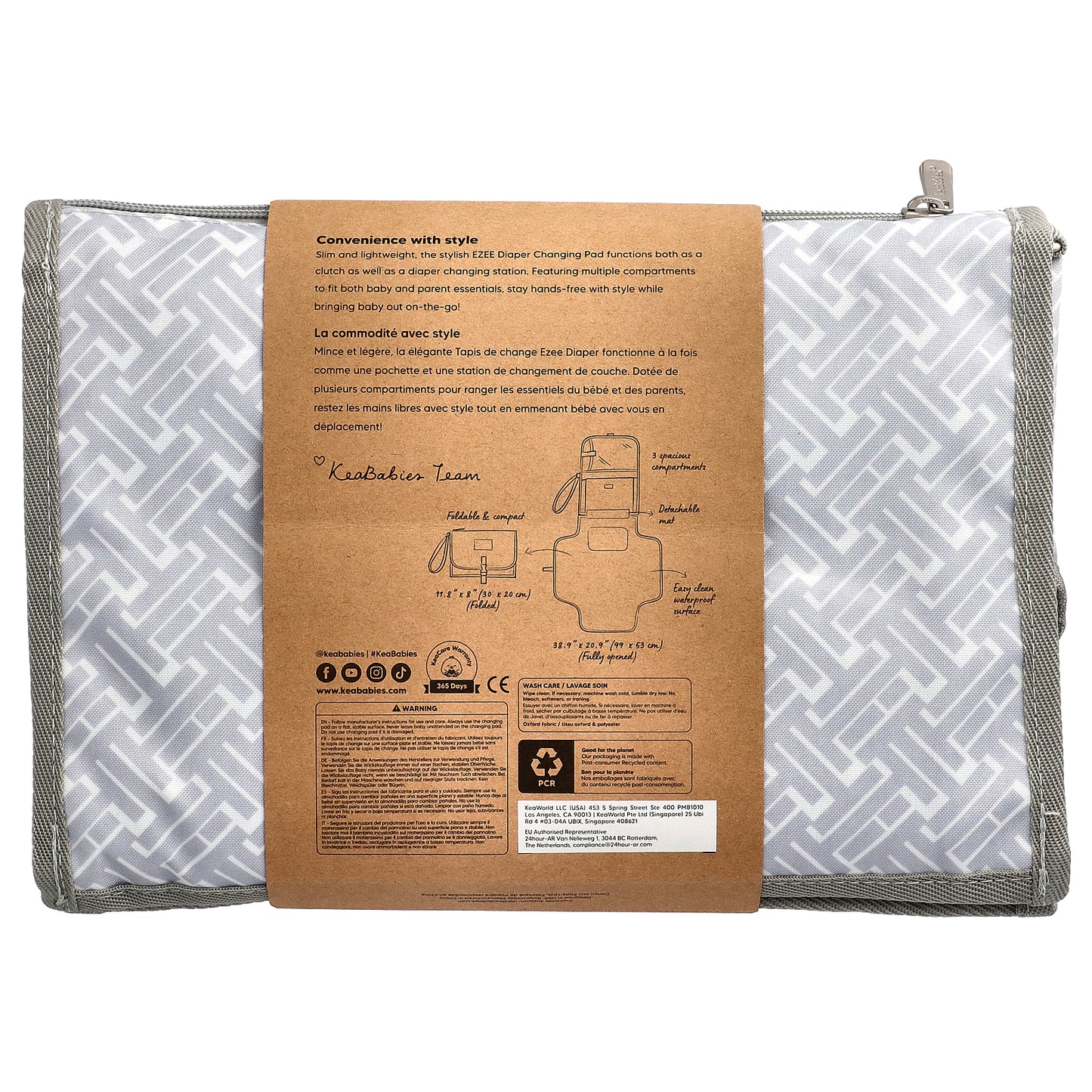 KeaBabies, Ezee Diaper Changing Pad, For Babies, Gray, 1 Count