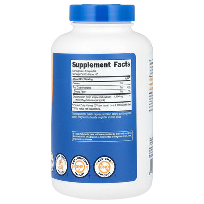 Nutricost, Glucomannan Konjac Root Extract, 180 Capsules (600 mg per Capsule)