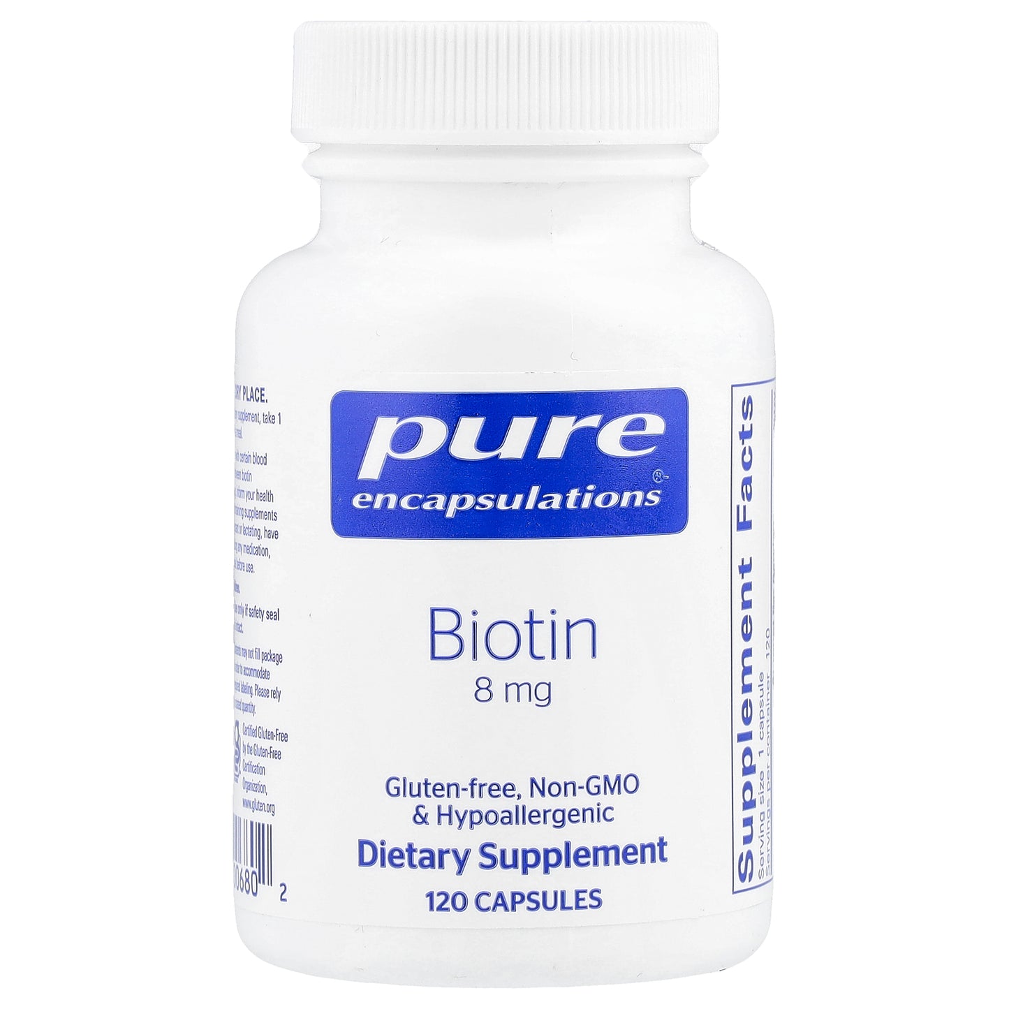 Pure Encapsulations, Biotin, 8 mg, 120 Capsules