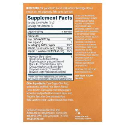 UpSpring, Milkflow Drink Mix, Orange Mango, 16 Packets, 10 g Each