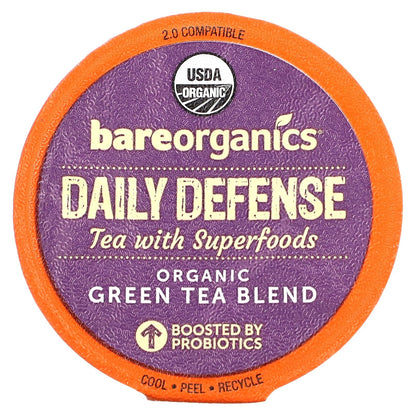 BareOrganics, Daily Defense, Tea with Superfoods, Green Tea, 10 Pods, 0.17 oz (4.75 g) Each