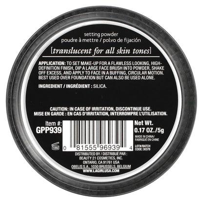 L.A. Girl, Pro HD Setting Powder, GPP939 Translucent, 0.17 oz (5 g)