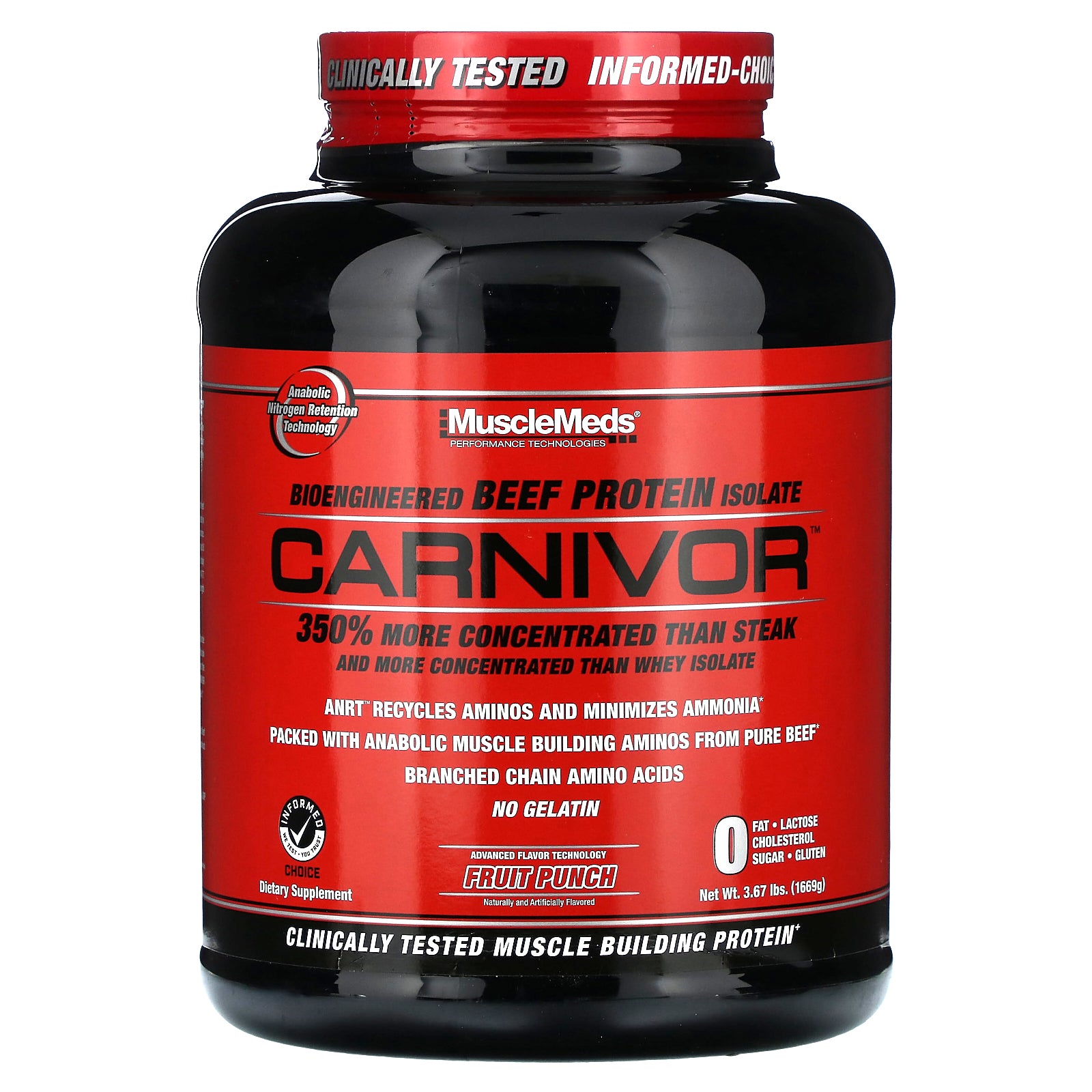 MuscleMeds, Carnivor, Bioengineered Beef Protein Isolate, Fruit Punch, 3.67 lbs (1,669 g)