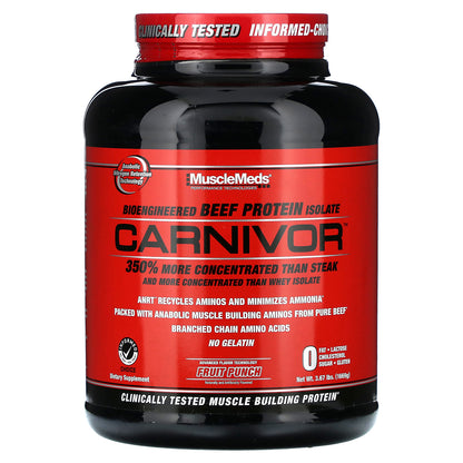 MuscleMeds, Carnivor, Bioengineered Beef Protein Isolate, Fruit Punch, 3.67 lbs (1,669 g)