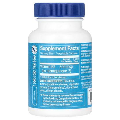 The Vitamin Shoppe, Triple Strength Vitamin K2, 300 mcg, 120 Vegetable Capsules