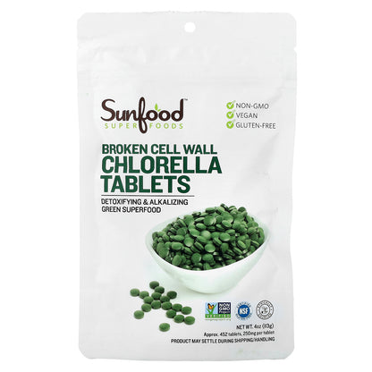 Sunfood, Broken Cell Wall Chlorella Tablets, 452 Tablets, 4 oz (113 g)