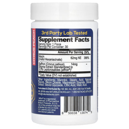 Natural Stacks, Mood Bites, Citrus Peach, 30 Sugar-Free Pieces