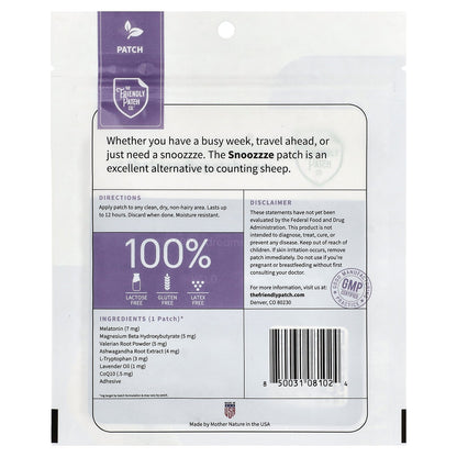 The Friendly Patch, Snoozzze, Melatonin Sleep Patch, 28 Patches