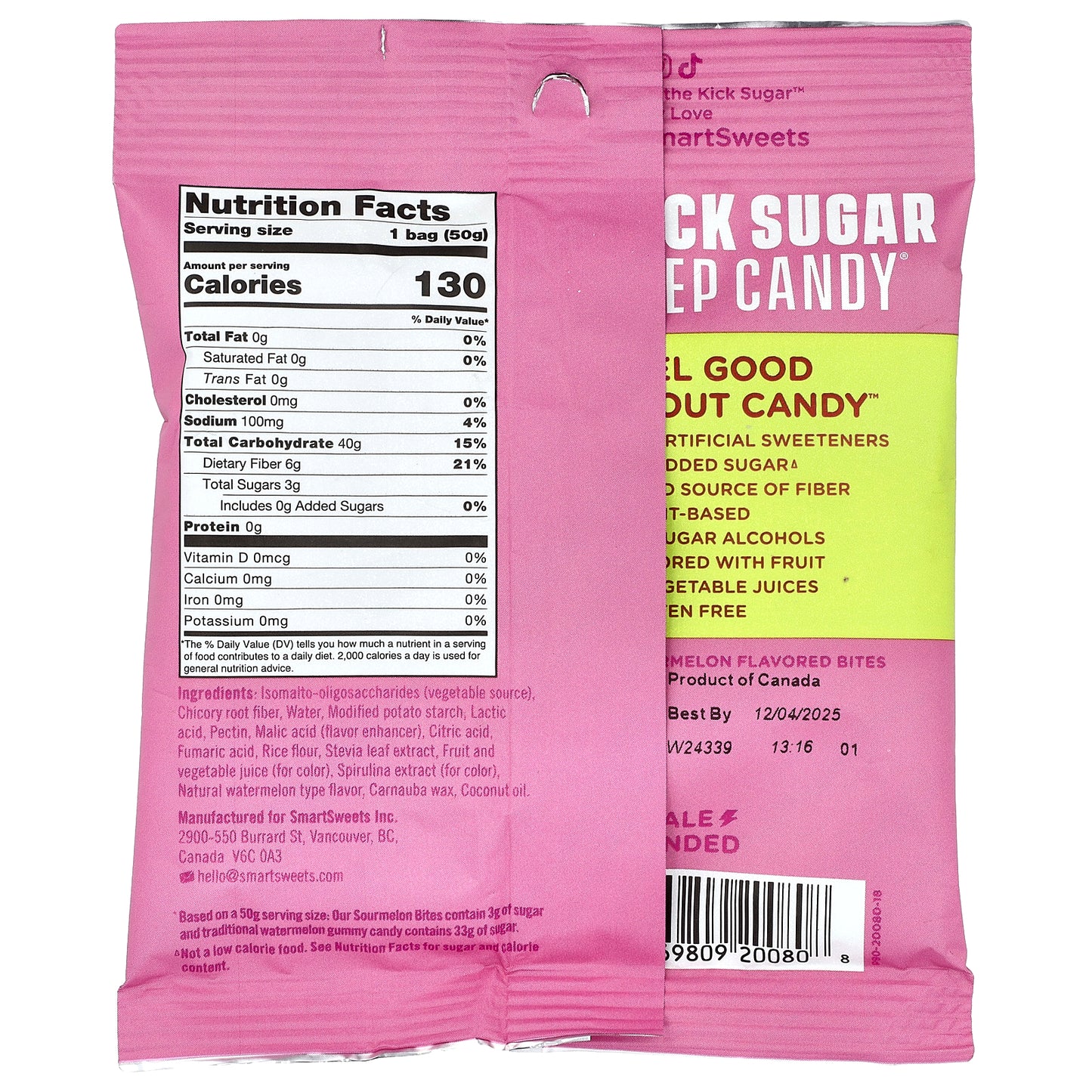 SmartSweets, Sourmelon Bites™, Watermelon, 1.8 oz (50 g)