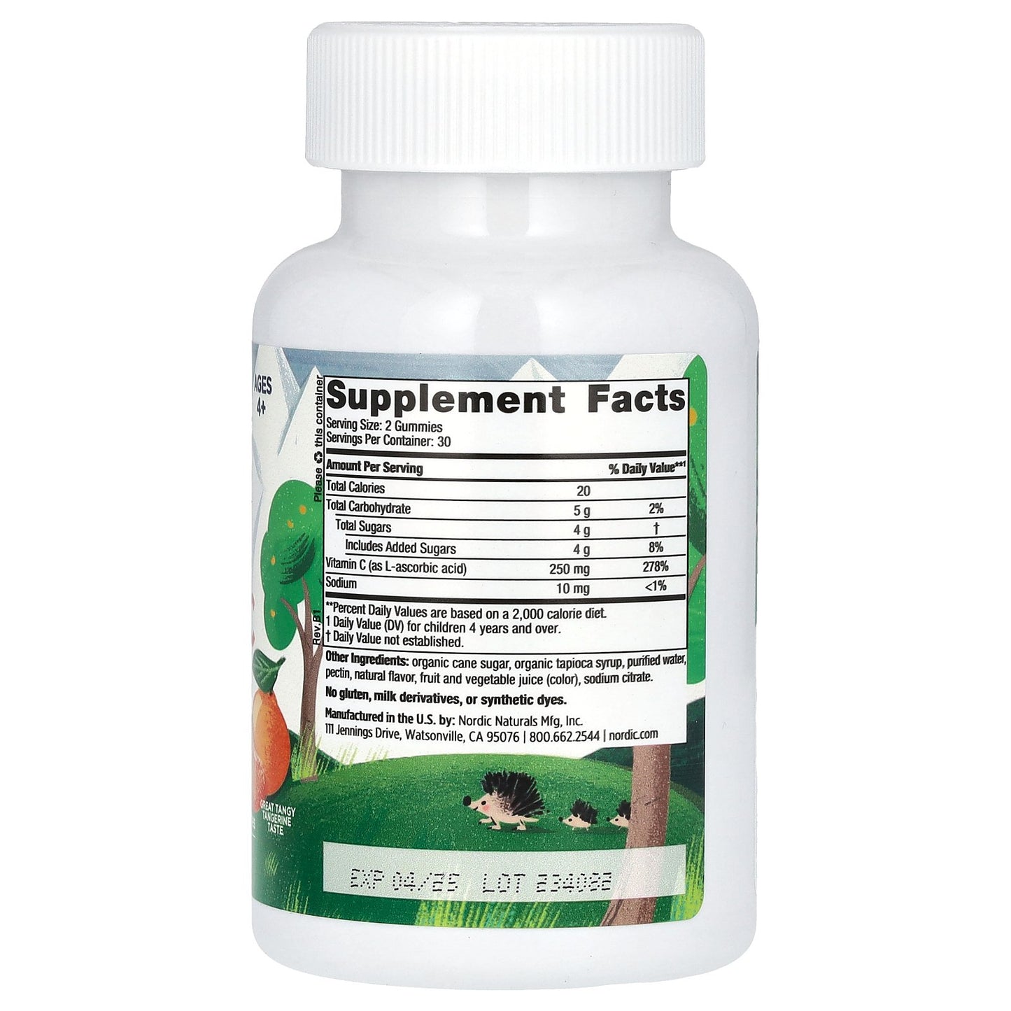 Nordic Naturals, Kids Vitamin C Gummies, Ages 4+, Tangy Tangerine, 60 Gummies (125 mg per Gummy)