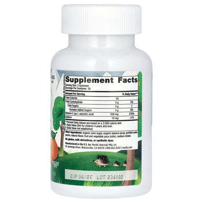 Nordic Naturals, Kids Vitamin C Gummies, Ages 4+, Tangy Tangerine, 60 Gummies (125 mg per Gummy)