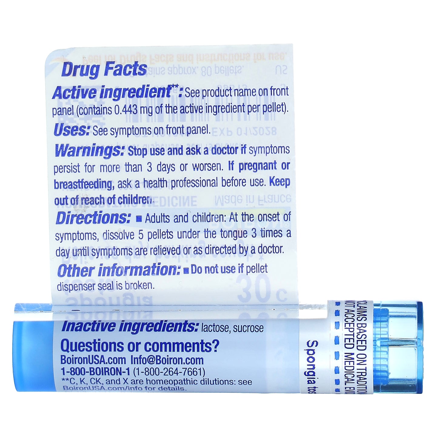 Boiron, Spongia Tosta 30C, Dry Cough Relief, 80 Pellets