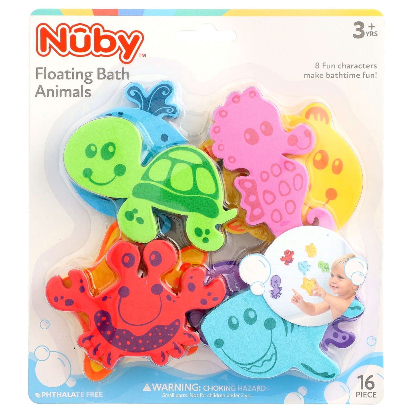 Nuby, Floating Bath Animals, 3+ Years, 16 Pieces