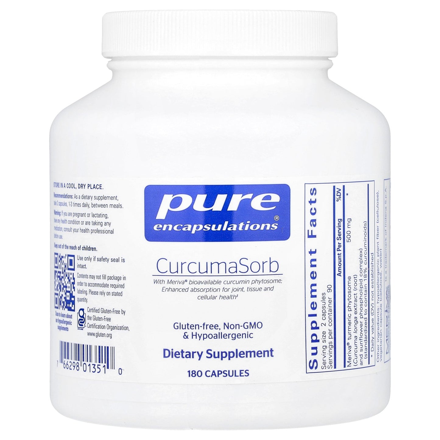 Pure Encapsulations, CurcumaSorb, 180 Capsules (250 mg per Capsule)