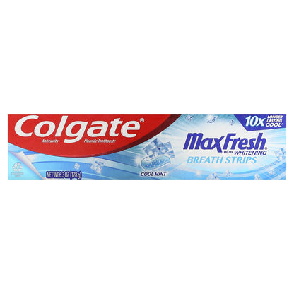 Colgate, Max Fresh with Whitening Breath Strips Toothpaste, Cool Mint, 6.3 oz (178 g)