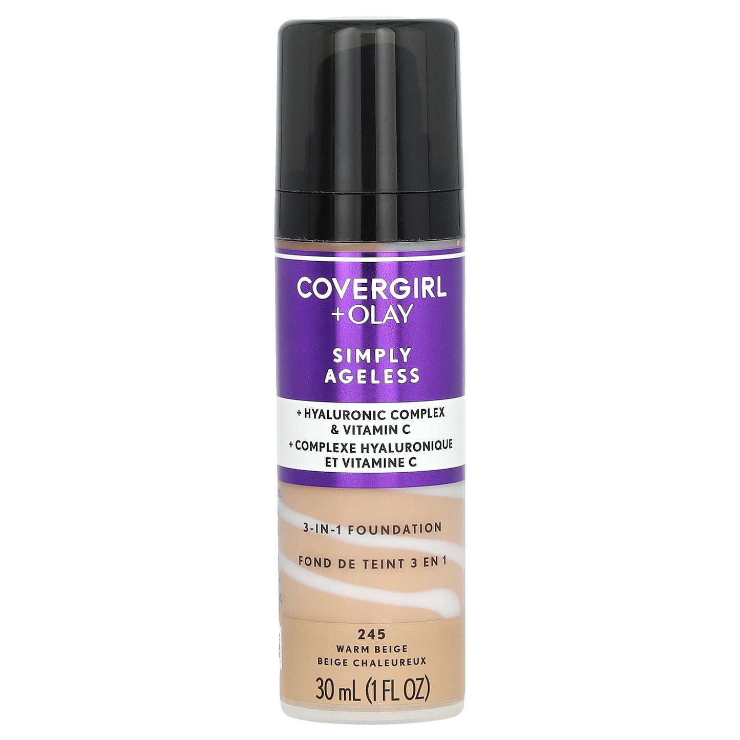 Covergirl, Olay Simply Ageless, 3-in-1 Foundation, 245 Warm Beige, 1 fl oz (30 ml)