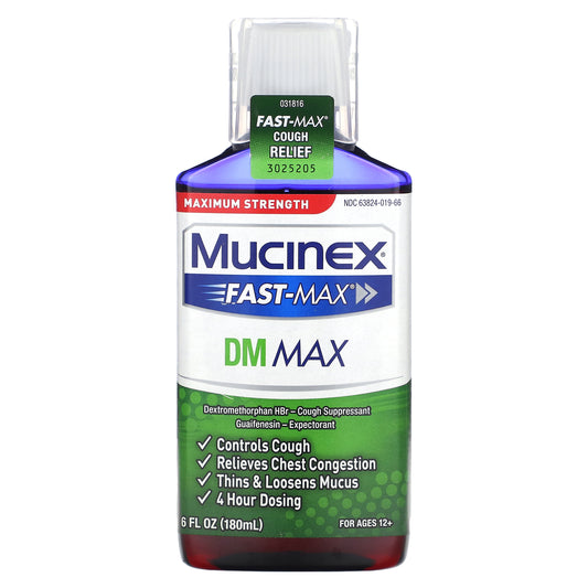 Mucinex, Fast-Max DM Max, Maximum Strength, For Ages 12+, 6 fl oz (180 ml)