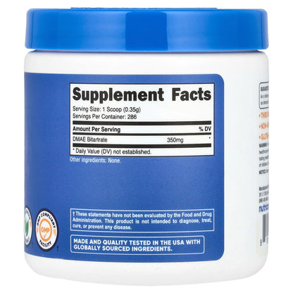 Nutricost, DMAE Bitartrate, Unflavored, 3.6 oz (100 g)