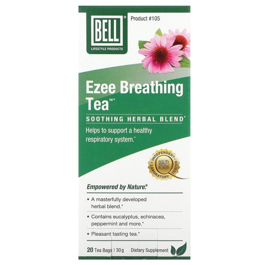 Bell Lifestyle, Ezee Breathing Tea, Soothing Herbal Blend, 20 Tea Bags, 1.5 g Each