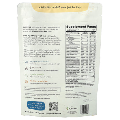 Nurished, Kids, Mighty Milk, Vanilla, 9.14 oz (259 g)