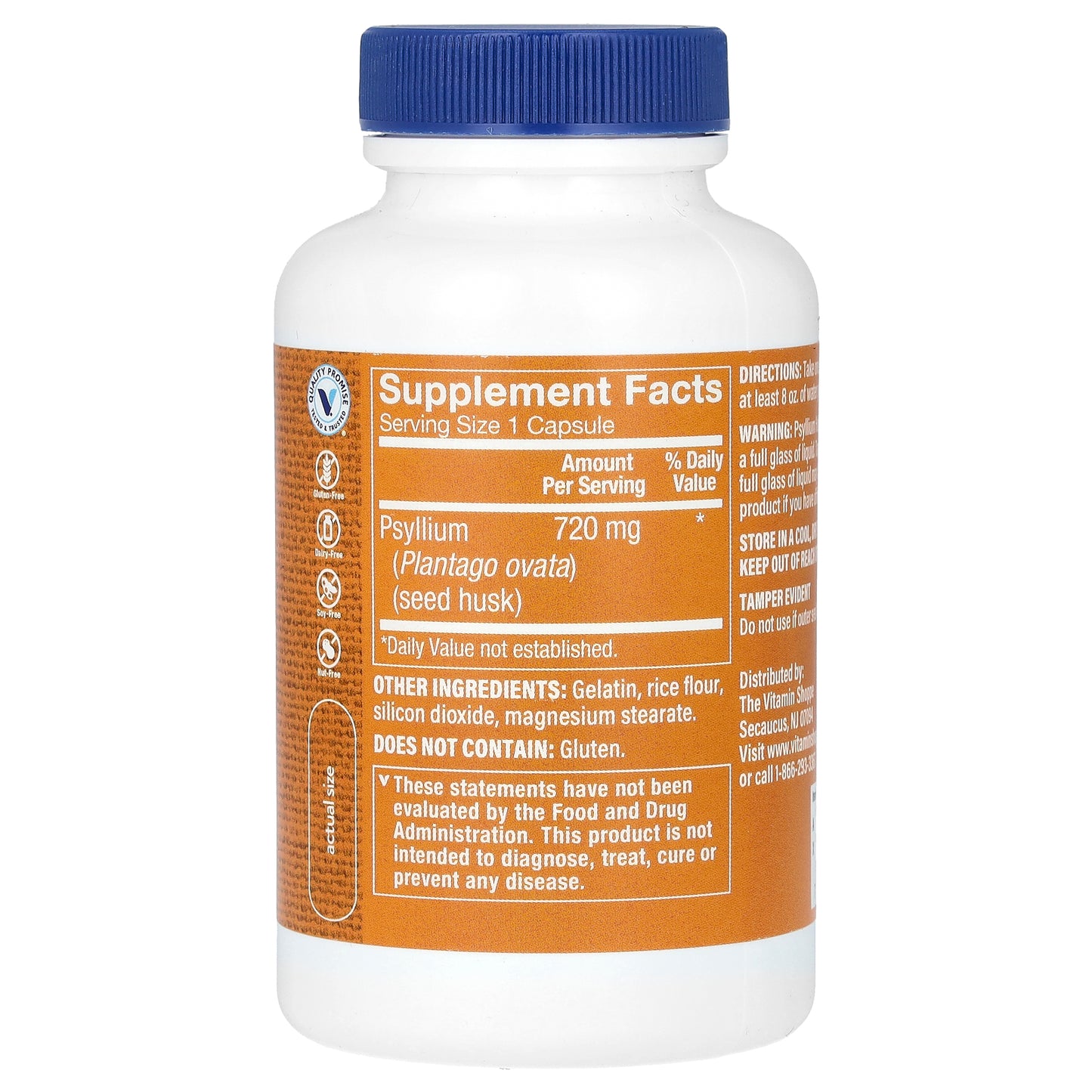 The Vitamin Shoppe, Psyllium Husks, 100 Capsules (720 mg per Capsule)