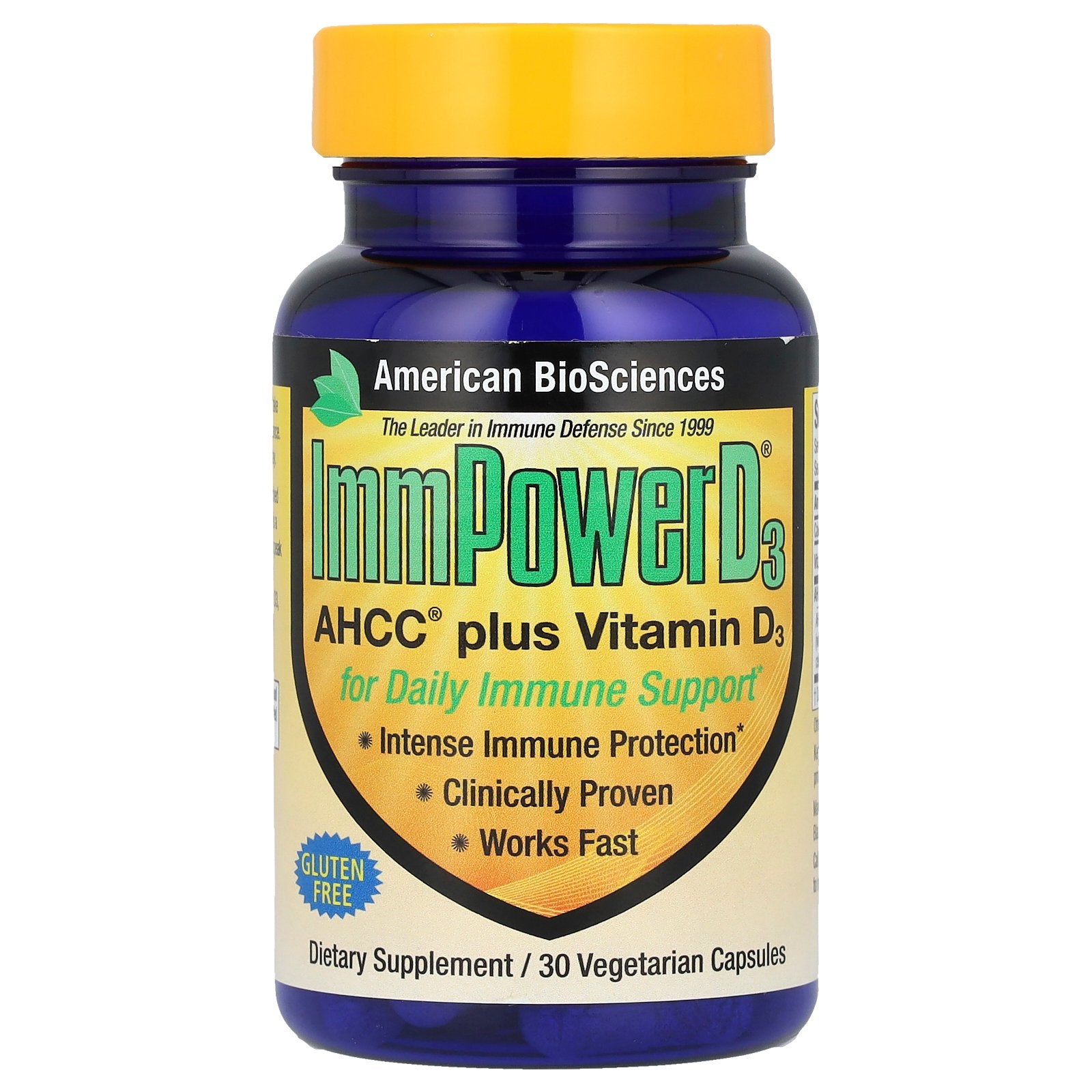 American Biosciences, ImmPower® D3, AHCC® Plus Vitamin D3, 30 Vegetarian Capsules