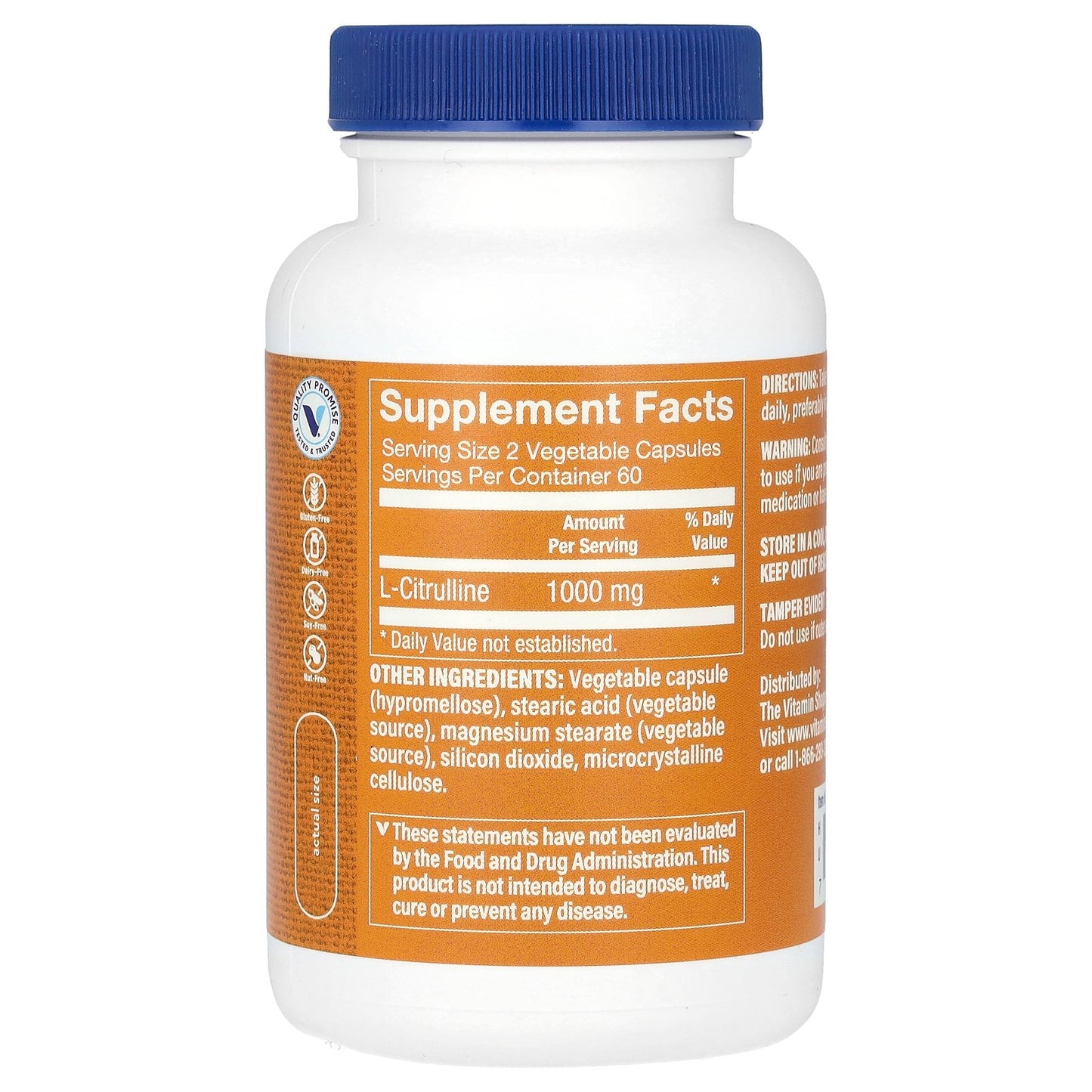 The Vitamin Shoppe, L-Citrulline, 1,000 mg, 120 Vegetable Capsules (500 mg per Capsule)