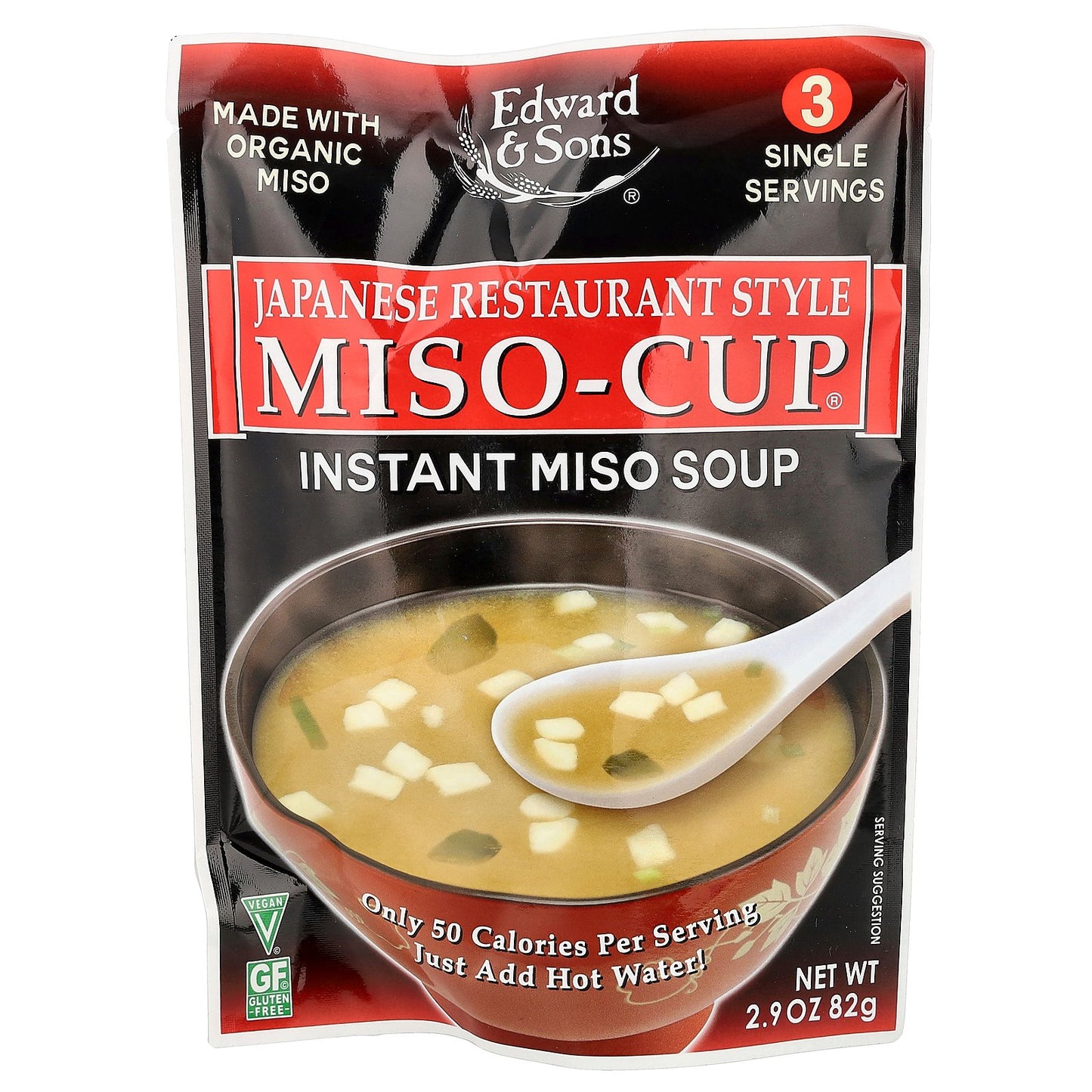 Edward & Sons, Miso-Cup®, Japanese Restaurant Style, 3 Single Servings, 2.9 oz (82 g)